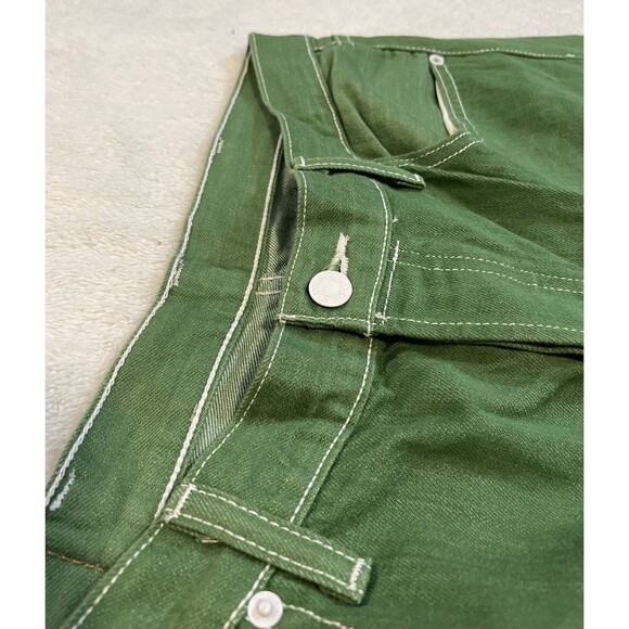 Levis Mens 501 Original Shrink to Fit Jean Green 38x34 White Stitch Button Fly - Picture 3 of 16